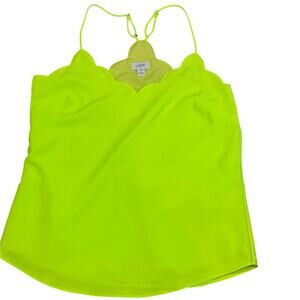 J Crew Neon Yellow Scalloped Razorback Tank Size 4